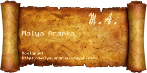 Malya Aranka névjegykártya